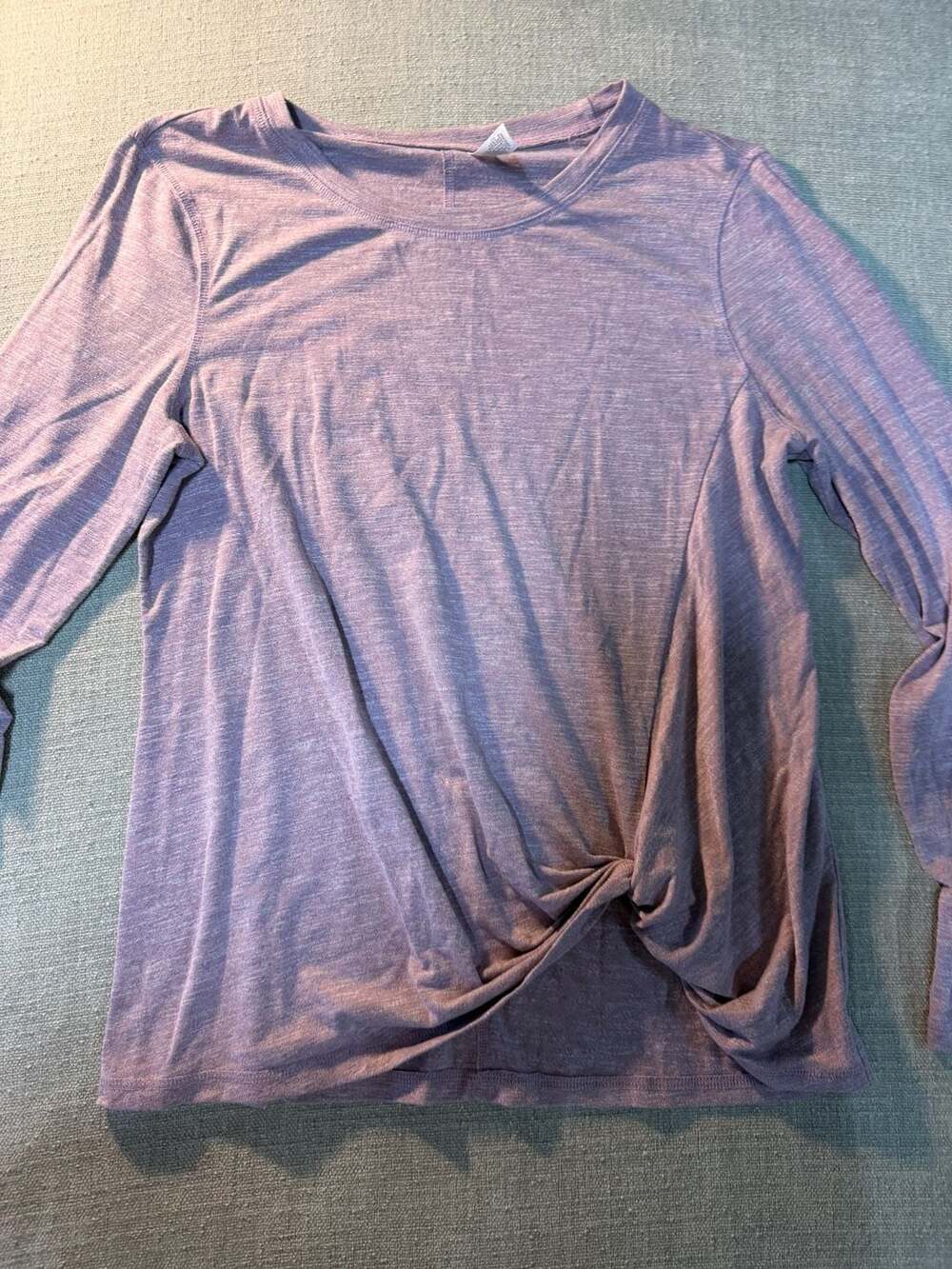 Ideology Women's Purple Long Sleeve Front Twist Active Top Size M - Picture 2 of 5